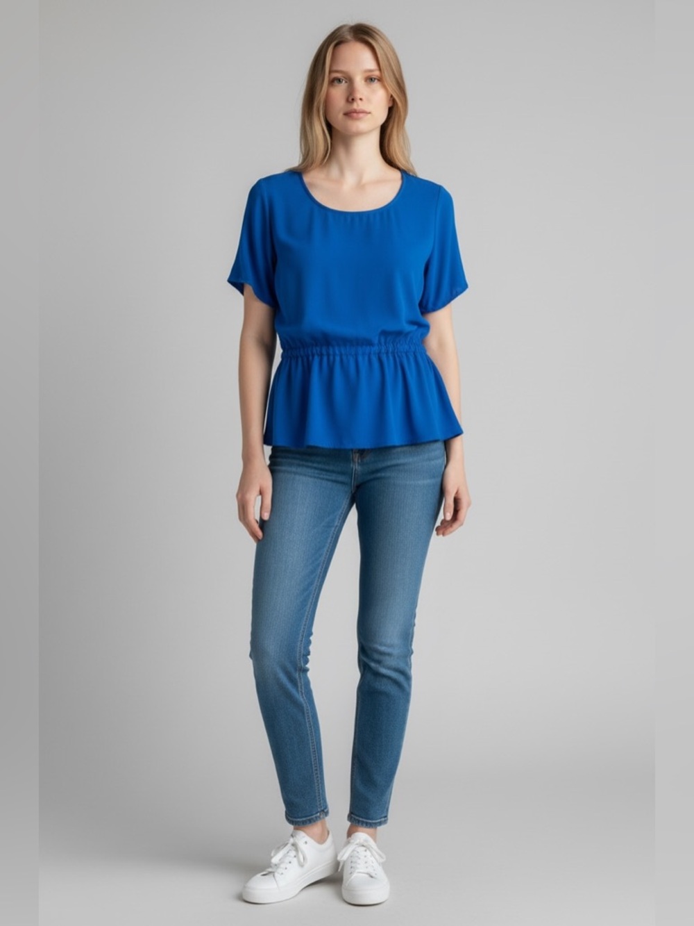 Selected Femme Electric Blue Peplum Waist Blouse